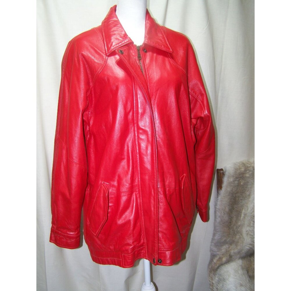 Vintage Deerskin Coat Jacket Leather Y2K Pop Red Retro Medium Unisex